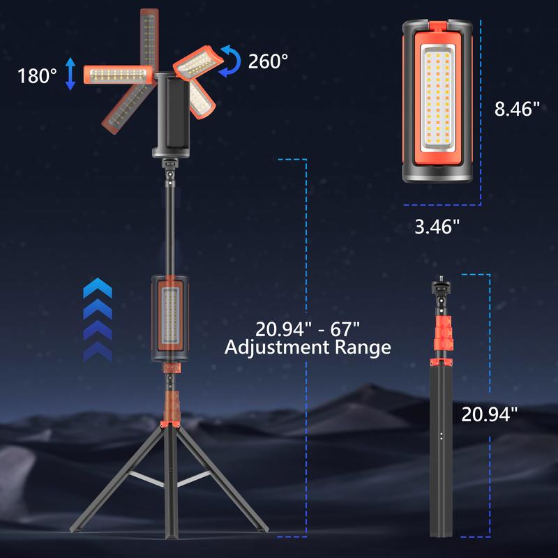 Upgrade 3 Heads Camping Light with Stand