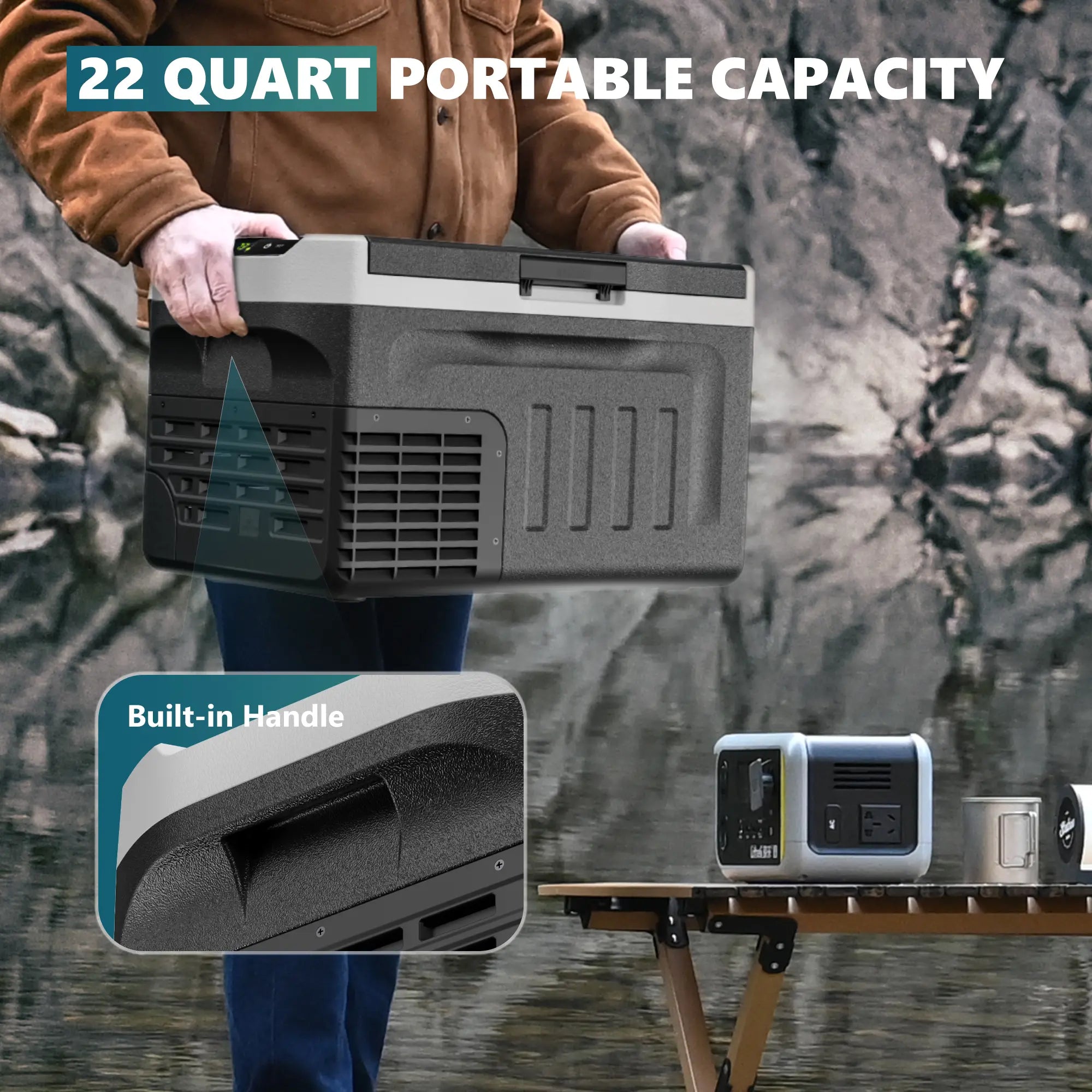 Car Fridge Portable Freezer with 12/24V DC & 110-240V AC
